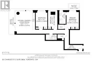 55 CHARLES St Unit# 3806, Toronto, Ontario M5B 1M4, 3 Bedrooms Bedrooms, 4 Rooms Rooms,2 BathroomsBathrooms,Condo,Rented,CHARLES,C11896090